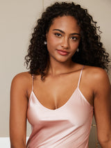 [Rosa] SilkSilky-SE Spaghetti Strap V Neck Nattlinne 006