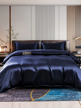 [Mörkblå] SilkSilky-SE 22Momme Rent Silke Bedding Set 001,