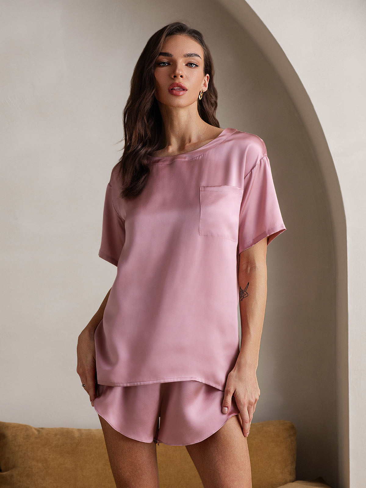 [Blek Mauve] SilkSilky-SE Rent Silke Womens Pajamas 004