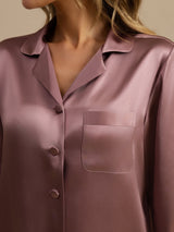 [Blek Mauve] SilkSilky-SE Long Sleeve Lapel Collar Dam Pyjama 005