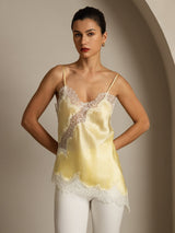 [Ljusgul] SilkSilky-SE Spaghetti Strap V Neck Cami Toppar 001