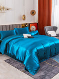 SilkSilky SE 19Momme Rent Silke Bedding Set Kungsblått 004