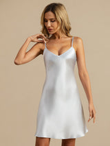 [Ljusblå] SilkSilky-SE Spaghetti Strap V Neck Nattlinne 006
