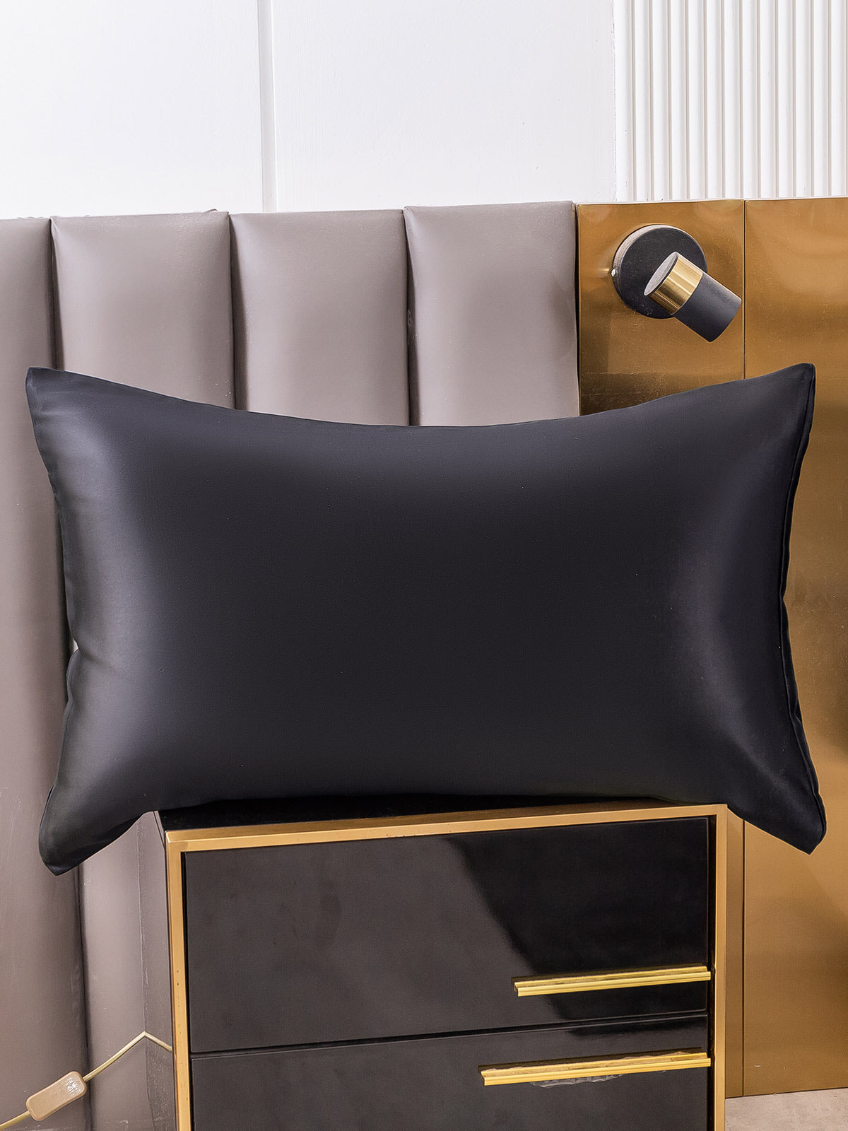 [Svart] SilkSilky-SE 22Momme Rent Silke Pillowcase 001