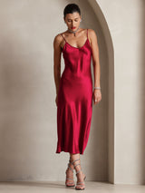 [Vin] SilkSilky-SE Spaghetti Strap V Neck Klänning 005