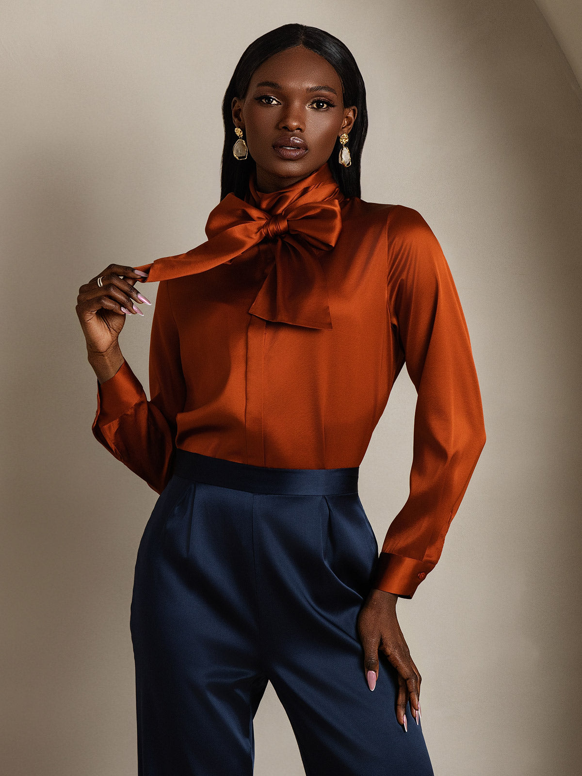 [Kola] SilkSilky-SE 19Momme Silke Womens Shirt 001