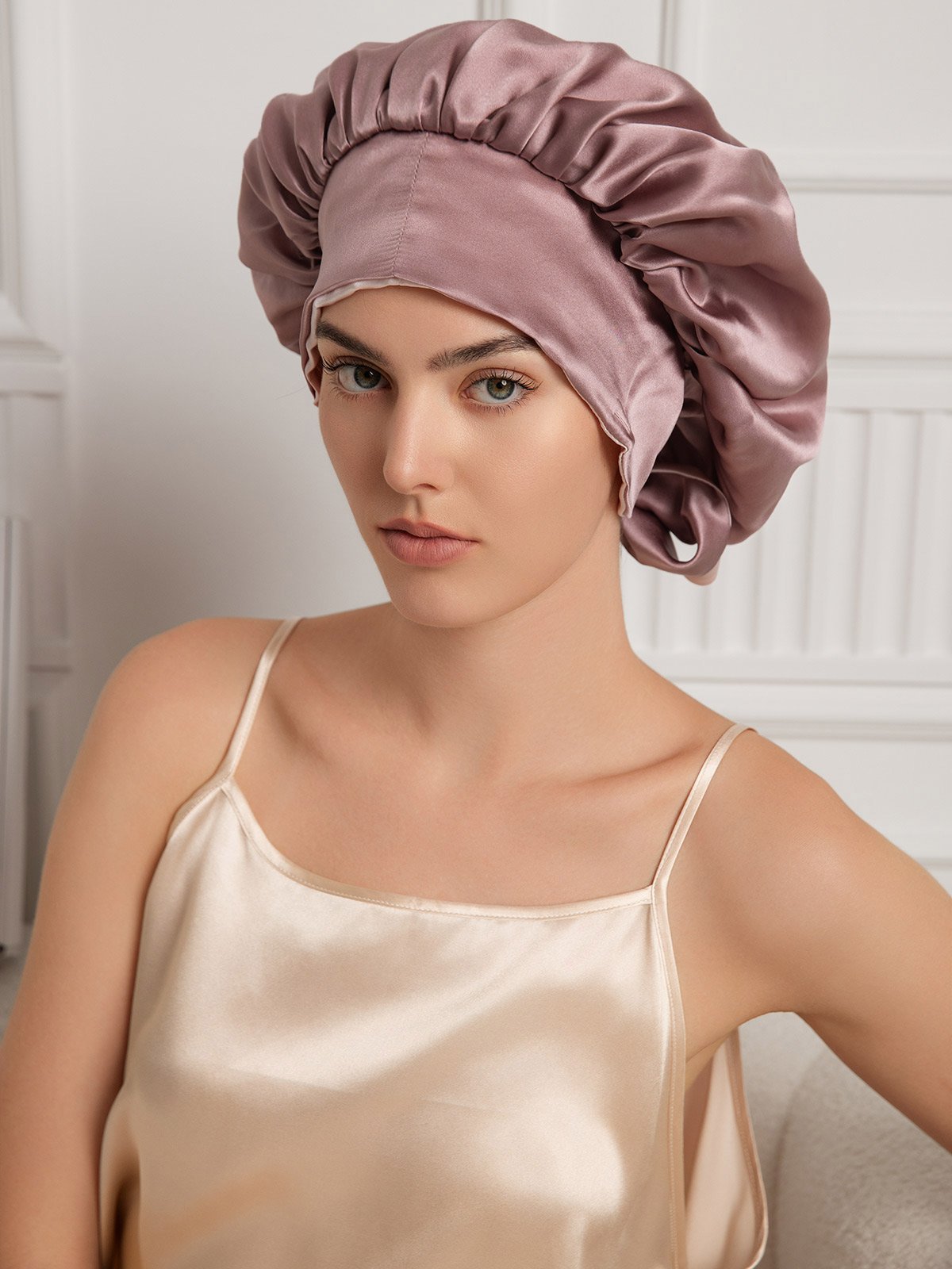 SilkSilky-SE Rent Silke Sleep Cap BlekMauve 003