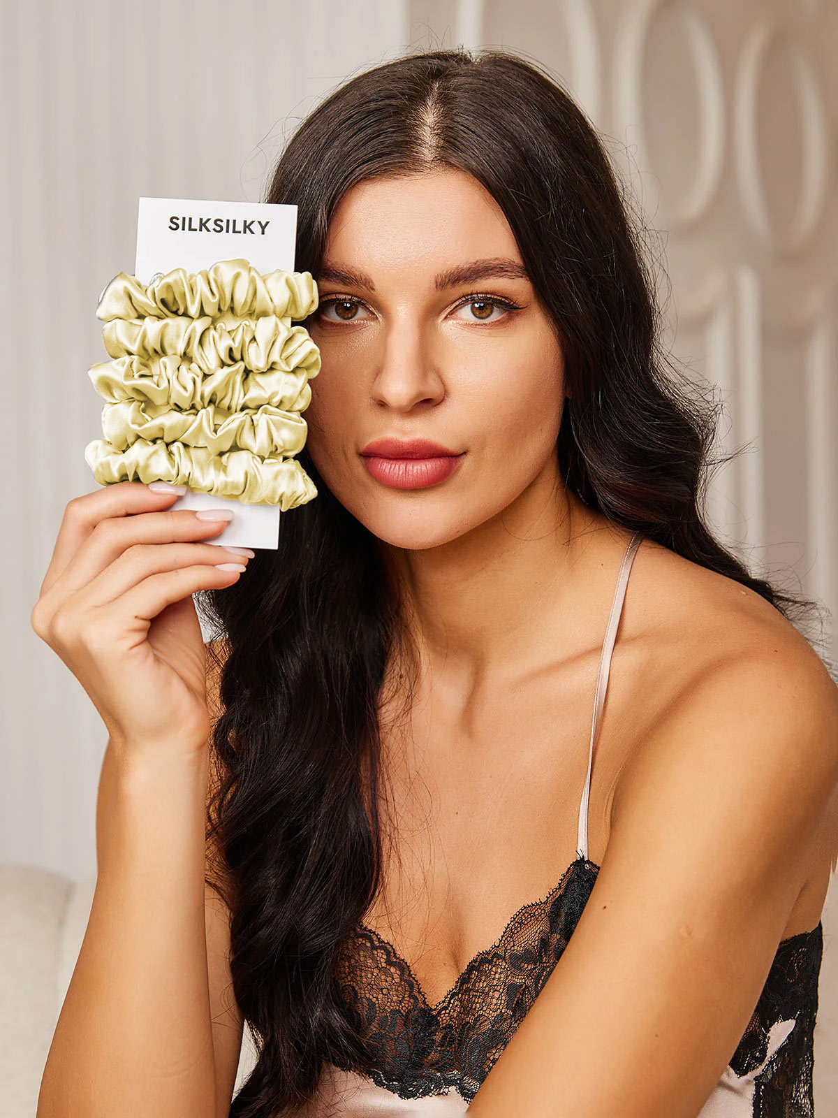[Ljusgul] SilkSilky-SE 19Momme Rent Silke Scrunchie 001