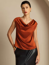[Kola] SilkSilky-SE Cap Sleeve Cowl Neck Dam T-Shirt 001