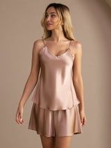 [Toscana] SilkSilky-SE Spaghetti Strap V Neck Camisole Set 001
