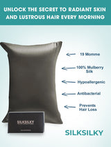[Mörkgrå] SilkSilky-SE 19Momme Rent Silke Pillowcase 003