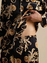 [Svart Drake] SilkSilky-SE Long Sleeve Notchkrage Herr Pyjama 005