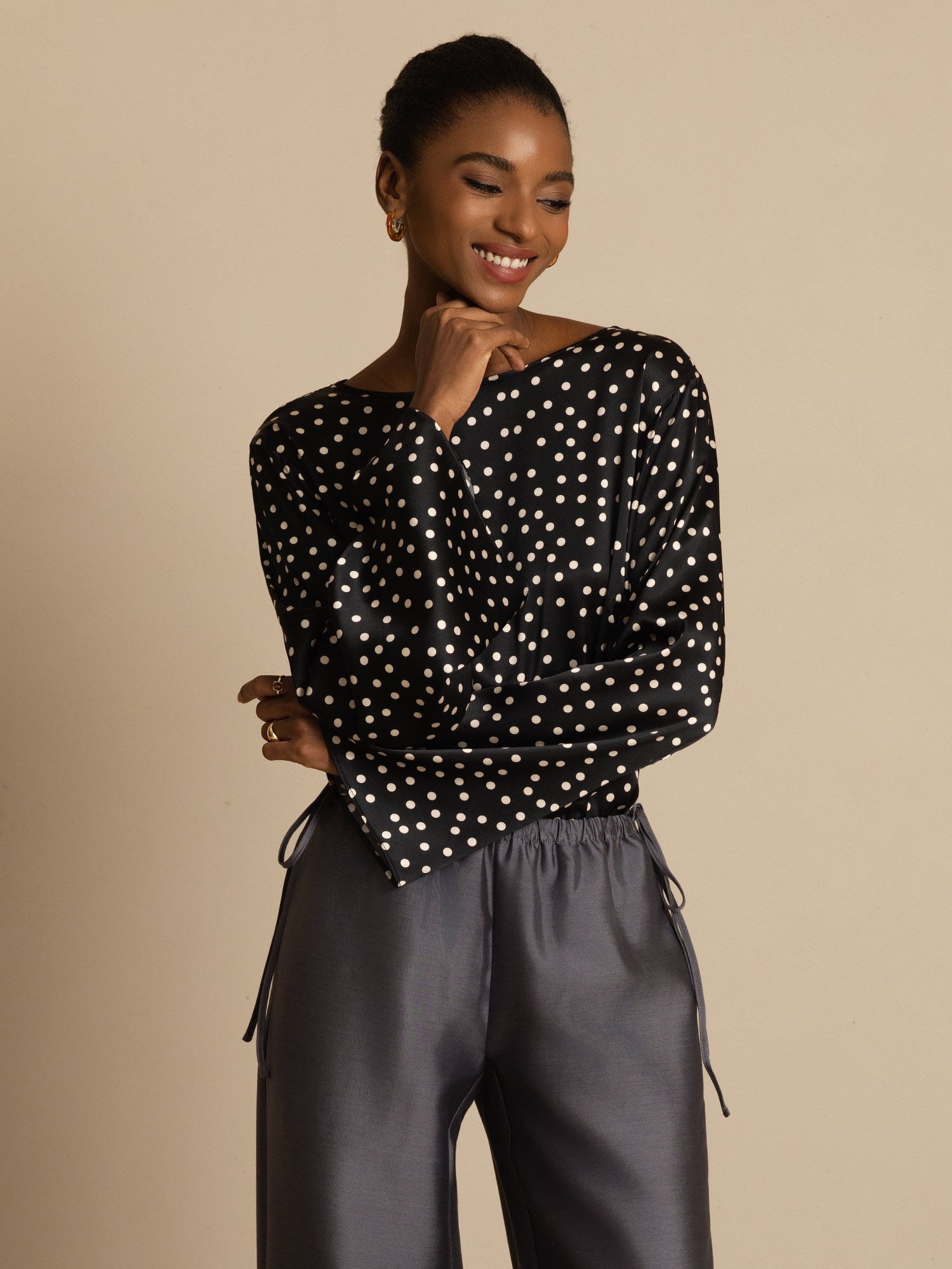 [Prickigt] SilkSilky-SE 19Momme Silke Bell Sleeve Blouse 003