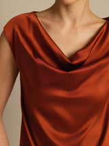 [Kola] SilkSilky-SE Cap Sleeve Cowl Neck Dam T-Shirt 003