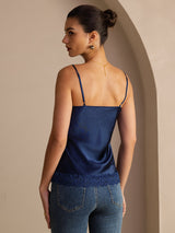 [Mörkblå] SilkSilky-SE Spaghetti Strap V Neck Cami Toppar 002