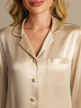 [Champagne] SilkSilky-SE Long Sleeve Lapel Collar Dam Pyjama 008