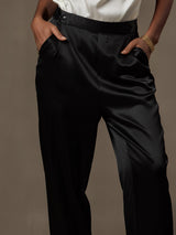 [Svart] SilkSilky-SE 19Momme Silke Womens Pants 003