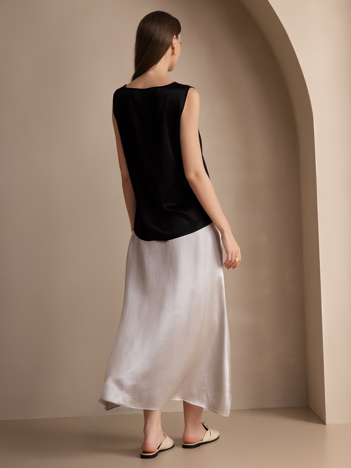 [Svart] SilkSilky-SE 19Momme Silke Camisoles 004