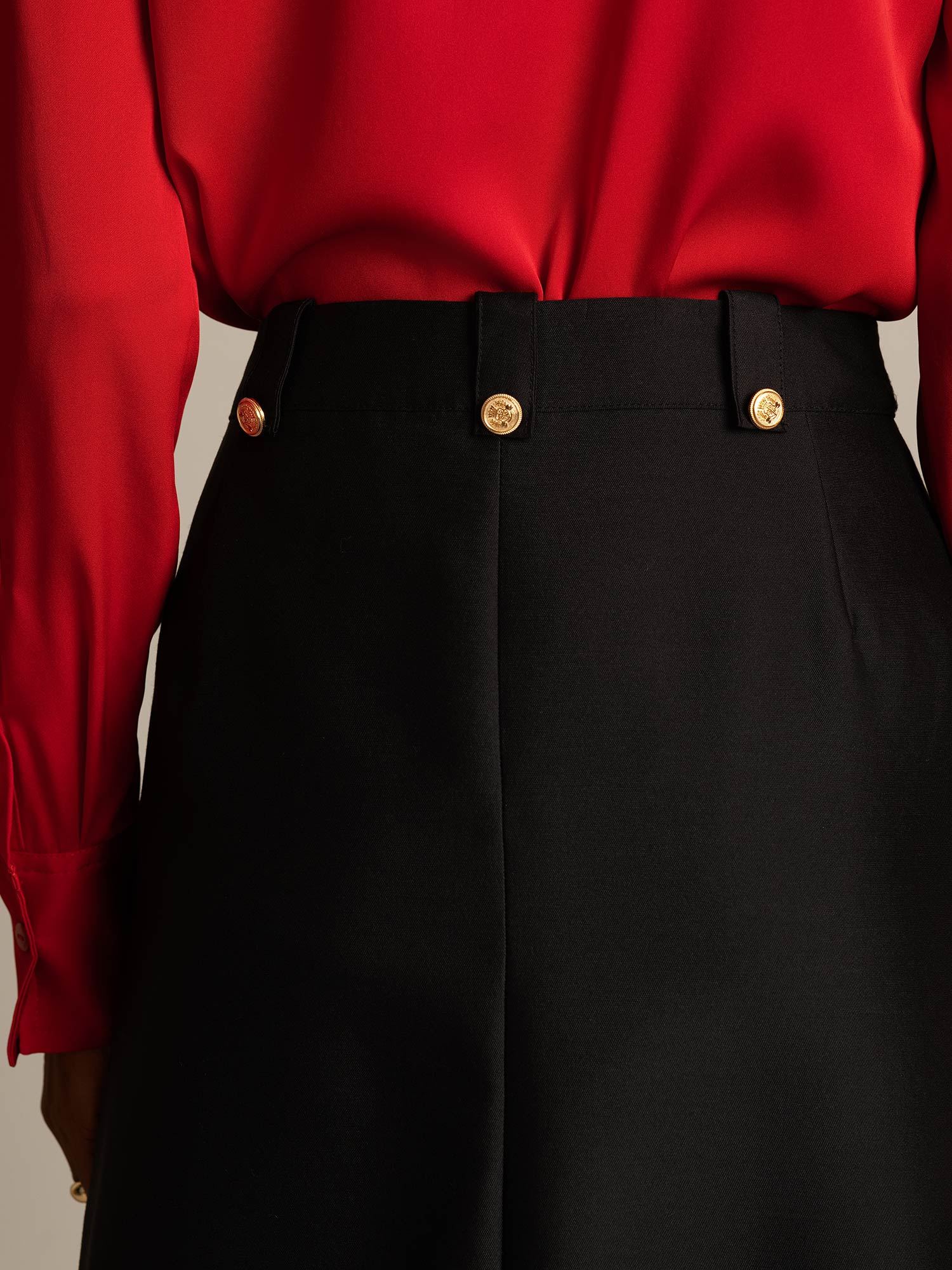 [Svart] SilkSilky-SE 32Momme Silk-Wool Blend Skirt 004,