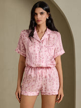[Rosa Leopard] SilkSilky-SE Short Sleeve Notch Collar Dam Pyjama 004