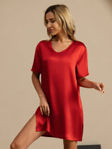 [Vin] SilkSilky-SE Half Sleeve V Neck Nattlinne 004