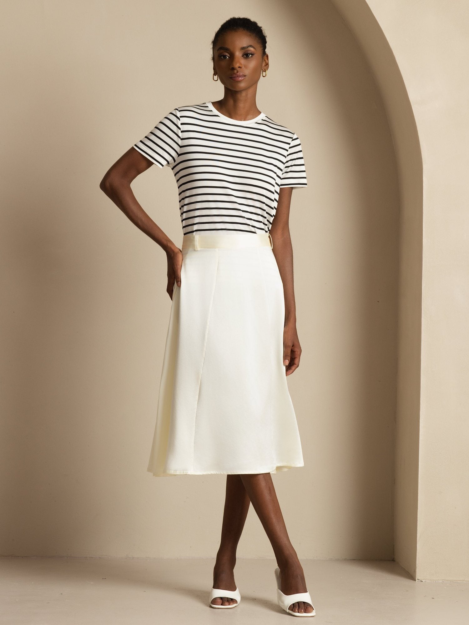 [Elfenben] SilkSilky-SE 19Momme Silke Skirt 004