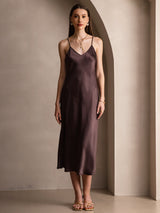 [Kaffe] SilkSilky-SE Spaghetti Strap V Neck Klänning 001