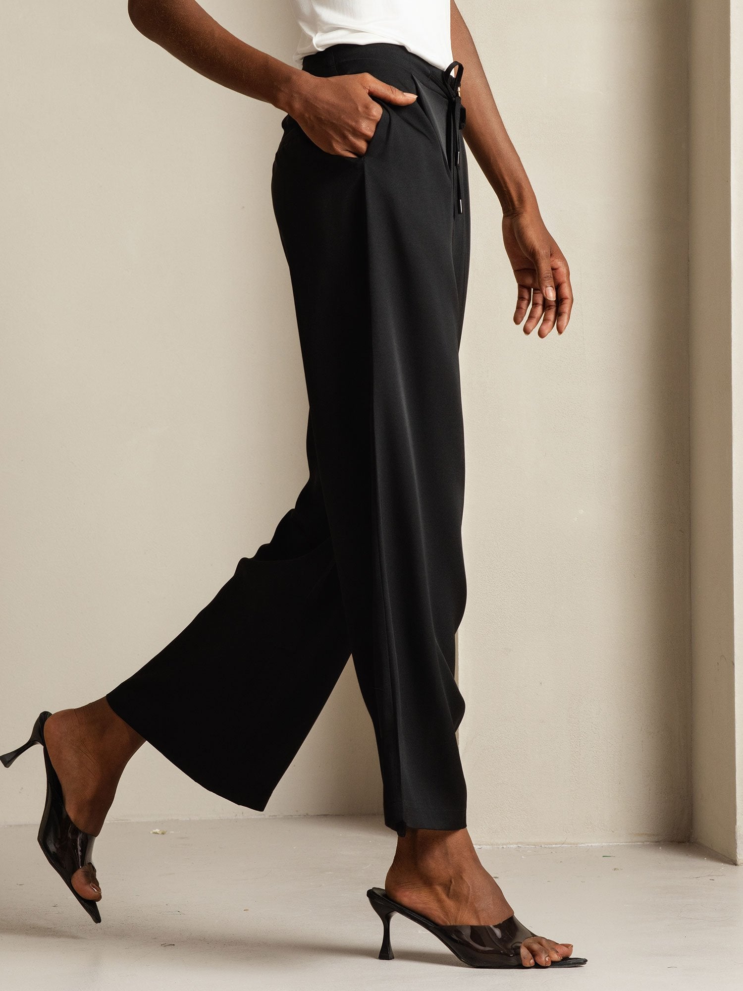 [Svart] SilkSilky-SE 19Momme Silke Womens Pants 008