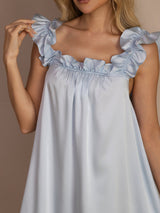 [Gråblå] SilkSilky-SE Sleeveless Square Neck Nattlinne 007