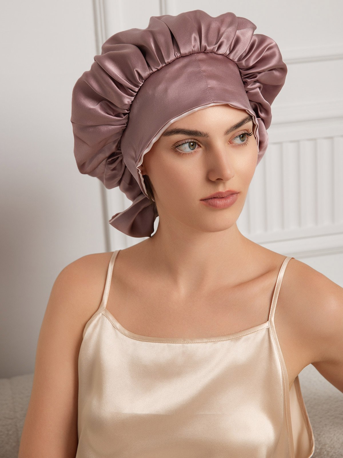 SilkSilky-SE Rent Silke Sleep Cap BlekMauve 004