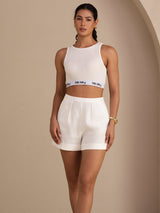 [Vit] SilkSilky-SE Sleeveless Crew Neck Cami Toppar 007