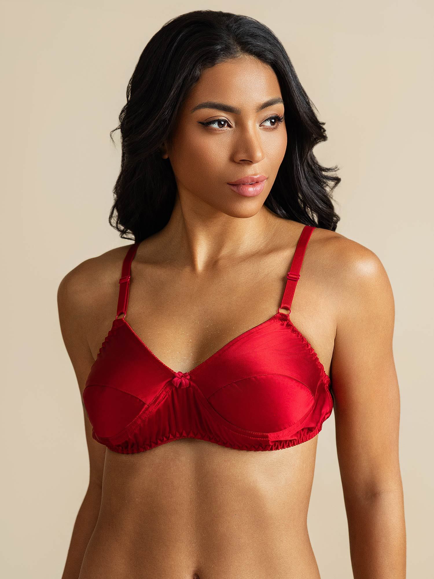 [Röd] SilkSilky-SE Rent Silke Bra 007,