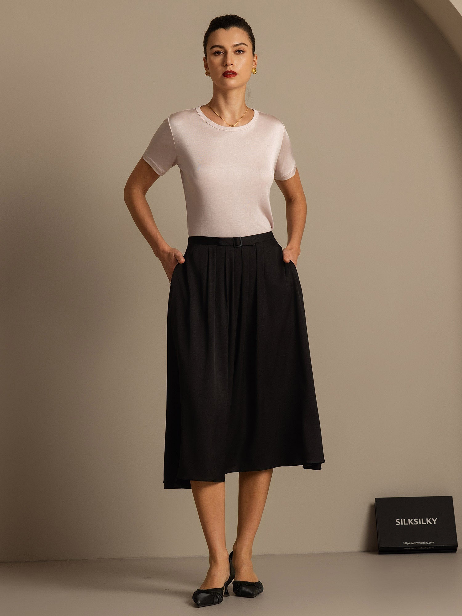 [Ljusrosa] SilkSilky-SE Silke Stickad Womens T-Shirt 007,