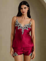 [Vin] SilkSilky-SE Spaghetti Strap V Neck Camisole Set 003