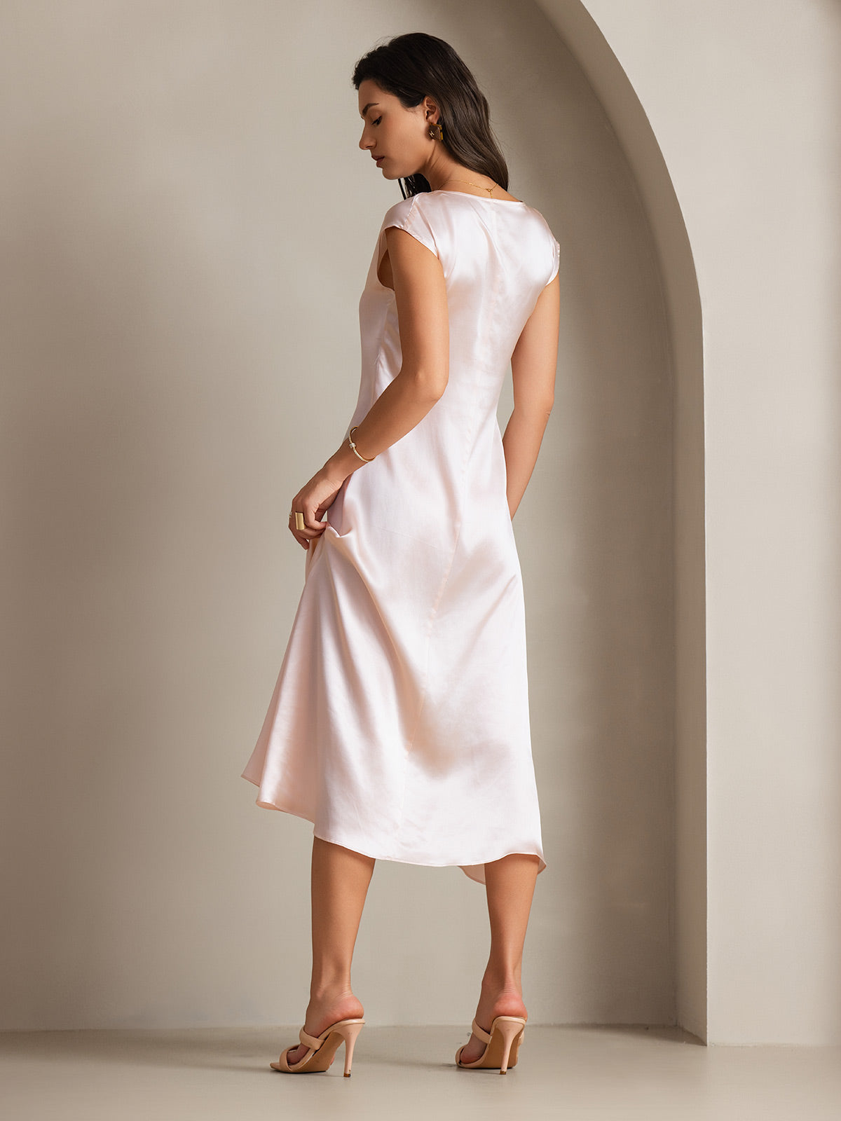SilkSilky-SE 19Momme Silke Ärmlös Dress Rosa 001