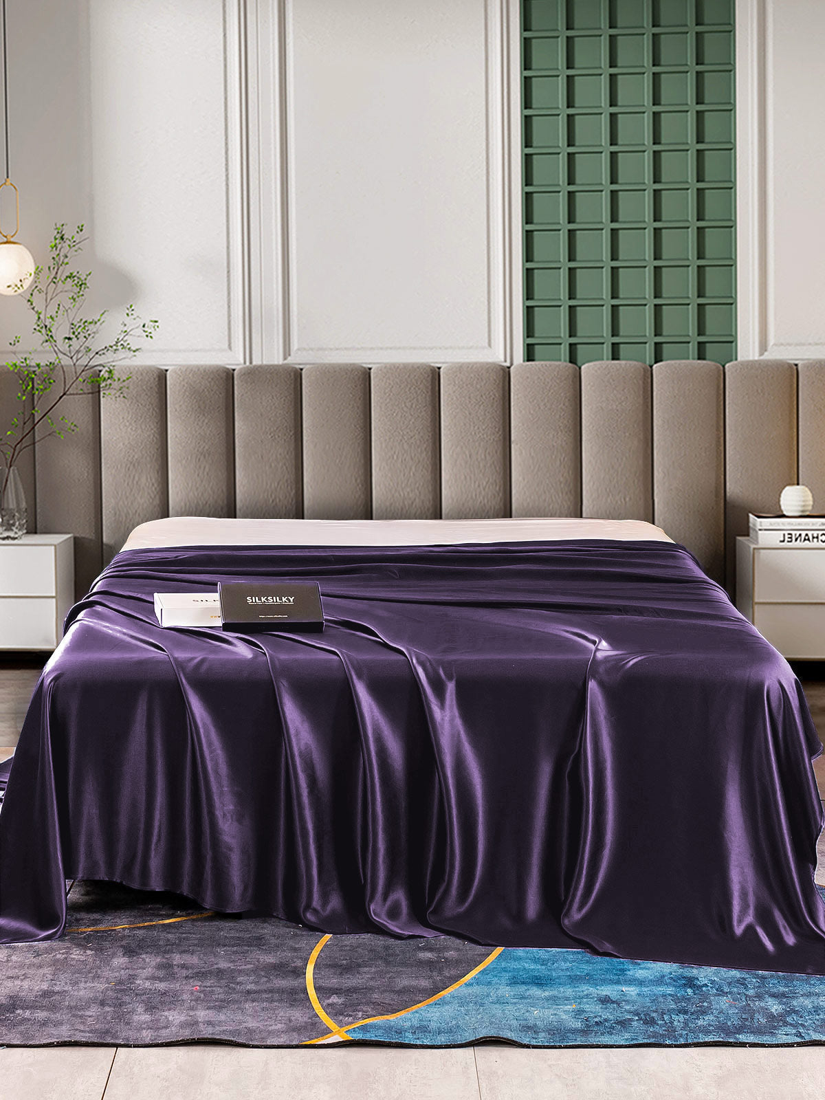 [Mörklila] SilkSilky-SE 25Momme Rent Silke Sheet 002