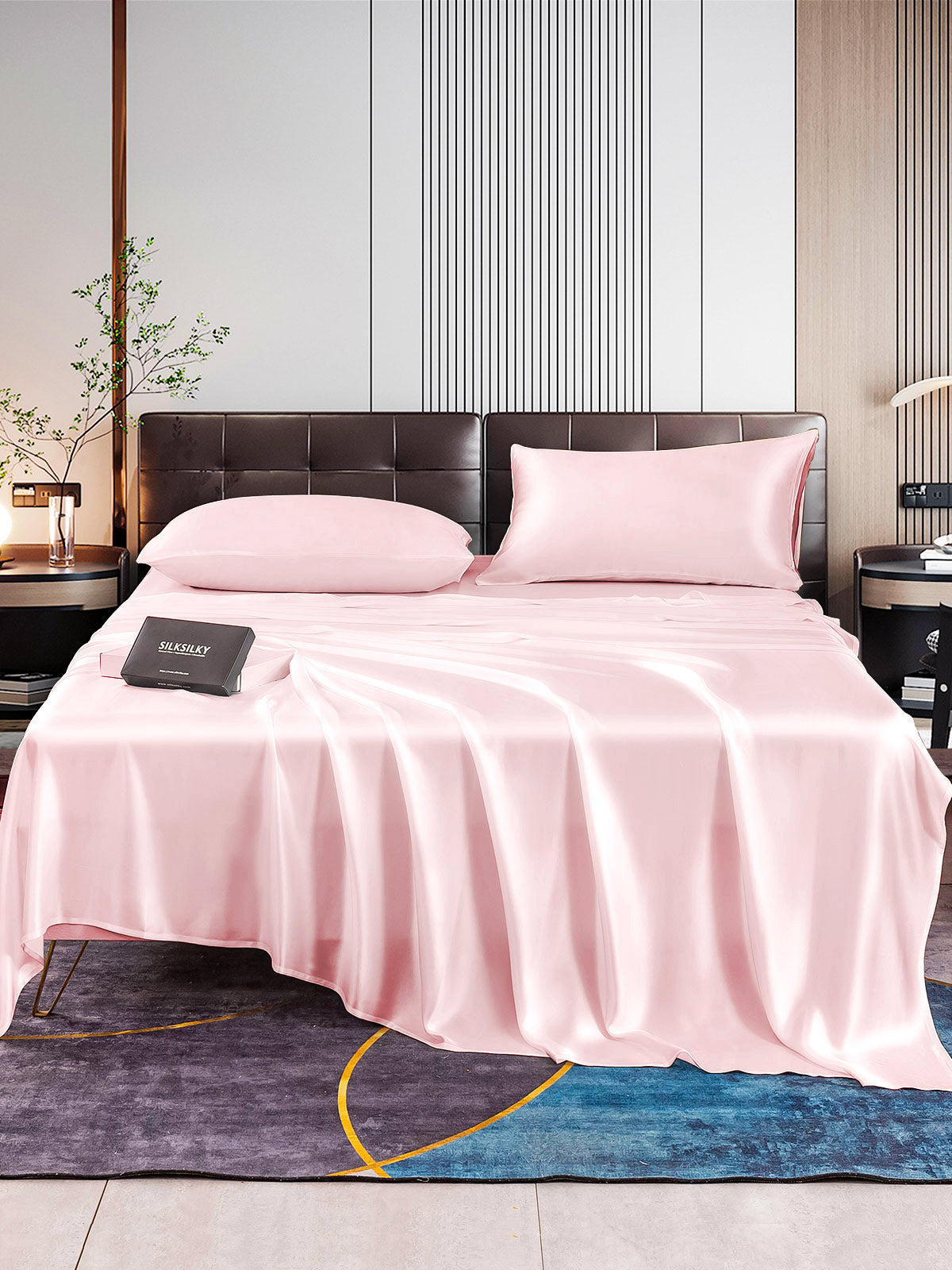 SilkSilky SE 22Momme Rent Silke Bedding Set Rosa 001