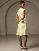[Gul] SilkSilky-SE Cap Sleeve V Neck Nattlinne 002