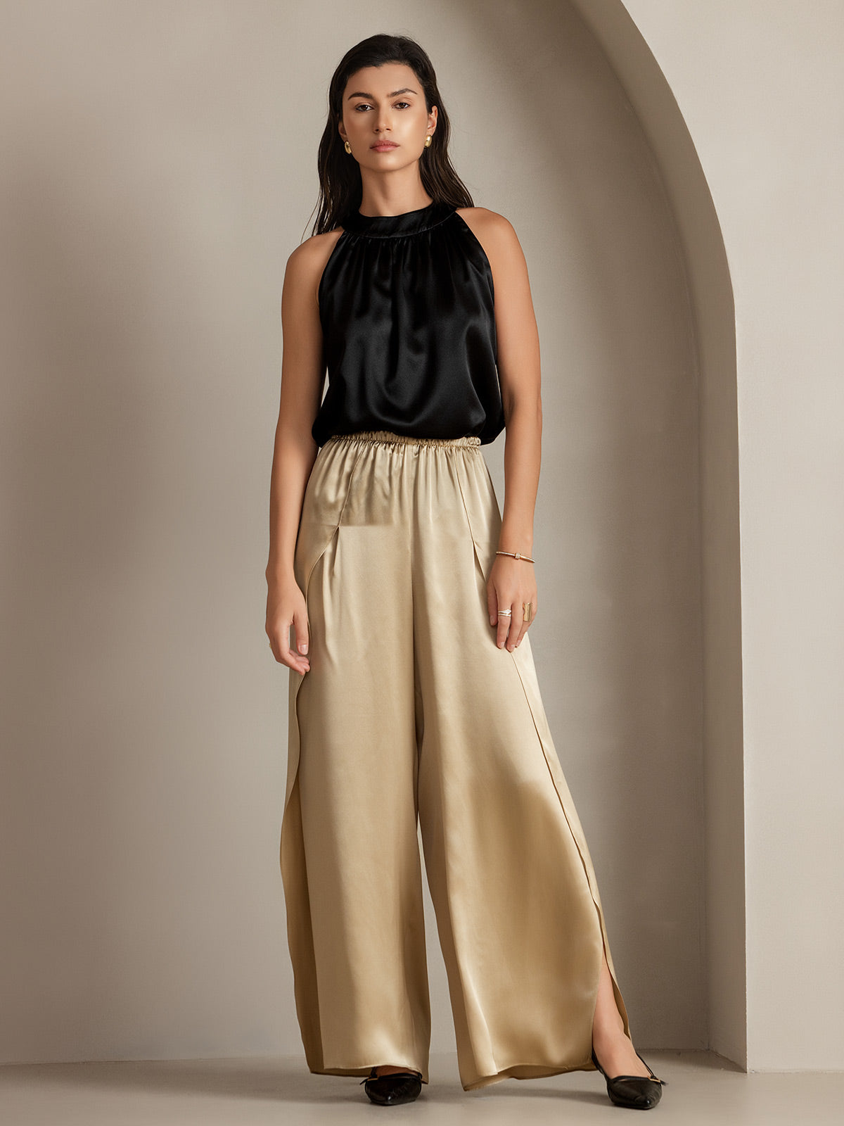 [Champagne] SilkSilky-SE 19Momme Silke Womens Pants 013