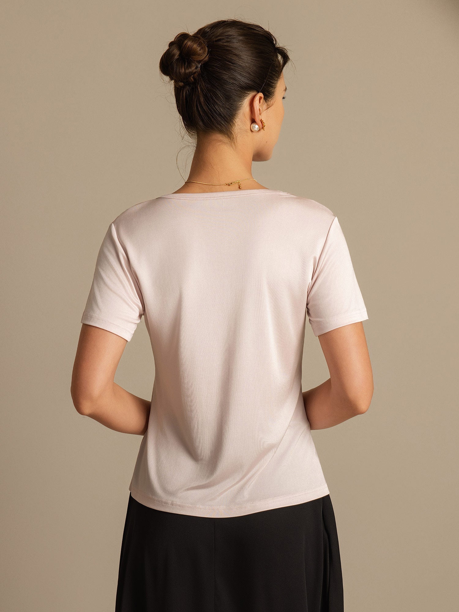 [Ljusrosa] SilkSilky-SE Silke Stickad Womens T-Shirt 002,