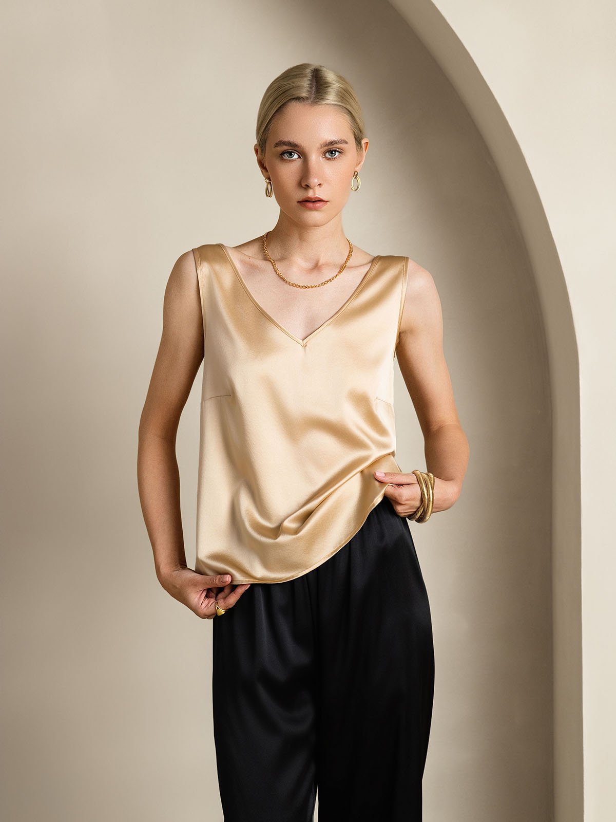 [Champagne] SilkSilky-SE 19Momme Silke Camisoles 004