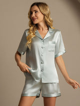 [Ljusblå] SilkSilky-SE Rent Silke Womens Pajamas 001,