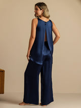 [Mörkblå] SilkSilky-SE Sleeveless Scoop Neck Cami Toppar 007