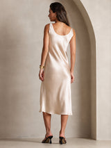 [Beige] SilkSilky-SE Sleeveless Klänning 002