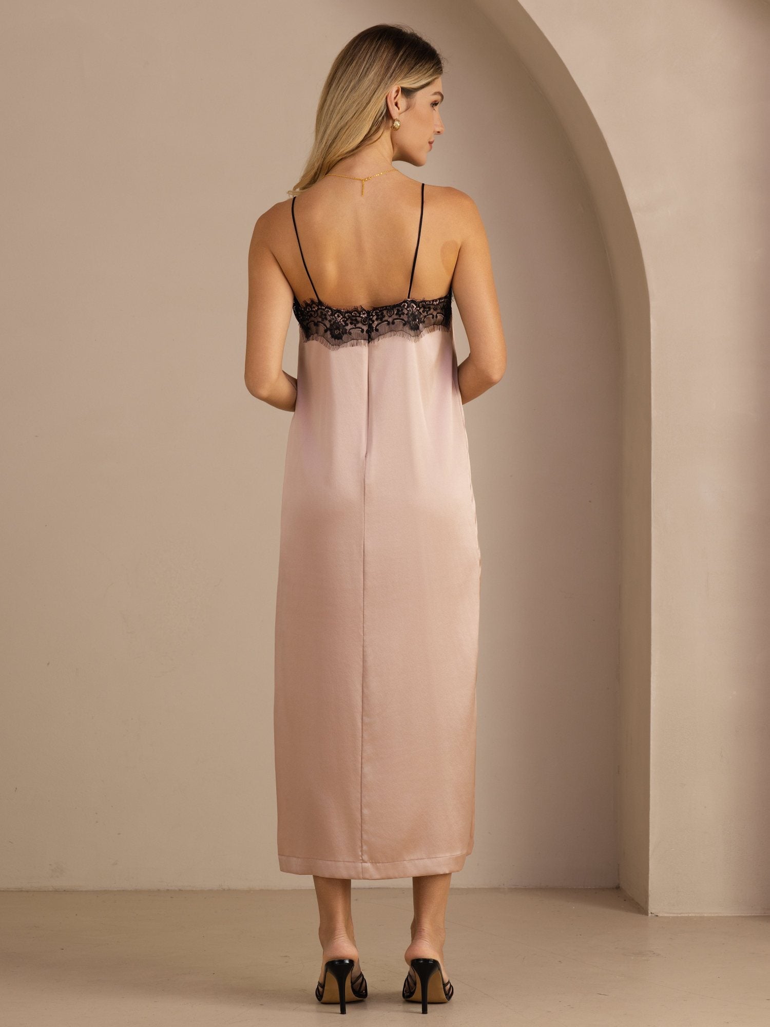 [Toscana] SilkSilky-SE Spaghetti Strap Square Neck Klänning 002