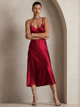 [Vin] SilkSilky-SE Spaghetti Strap V Neck Klänning 004