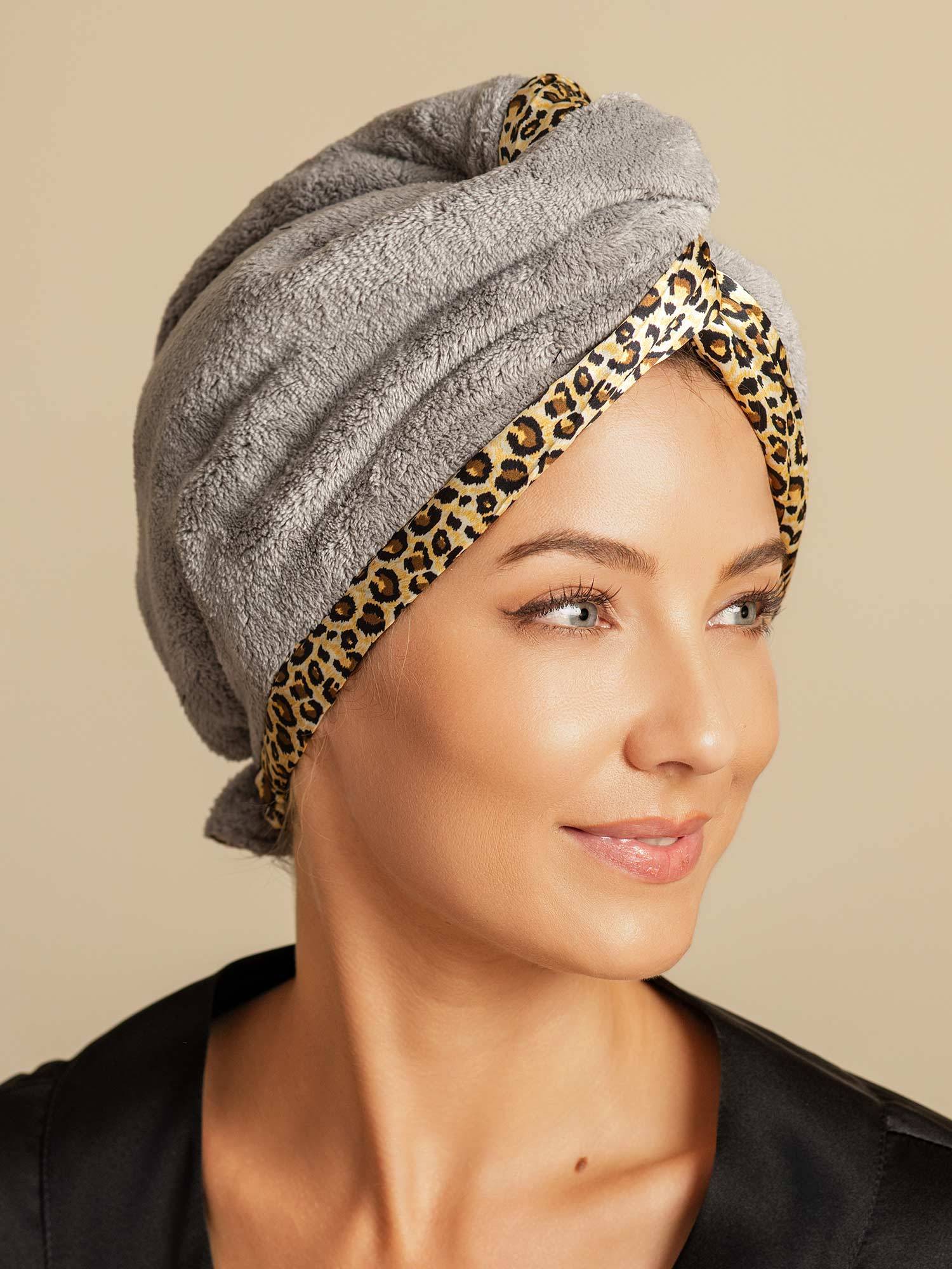 [Leopard] SilkSilky-SE Rent Silke Hair Towel Wrap 007,