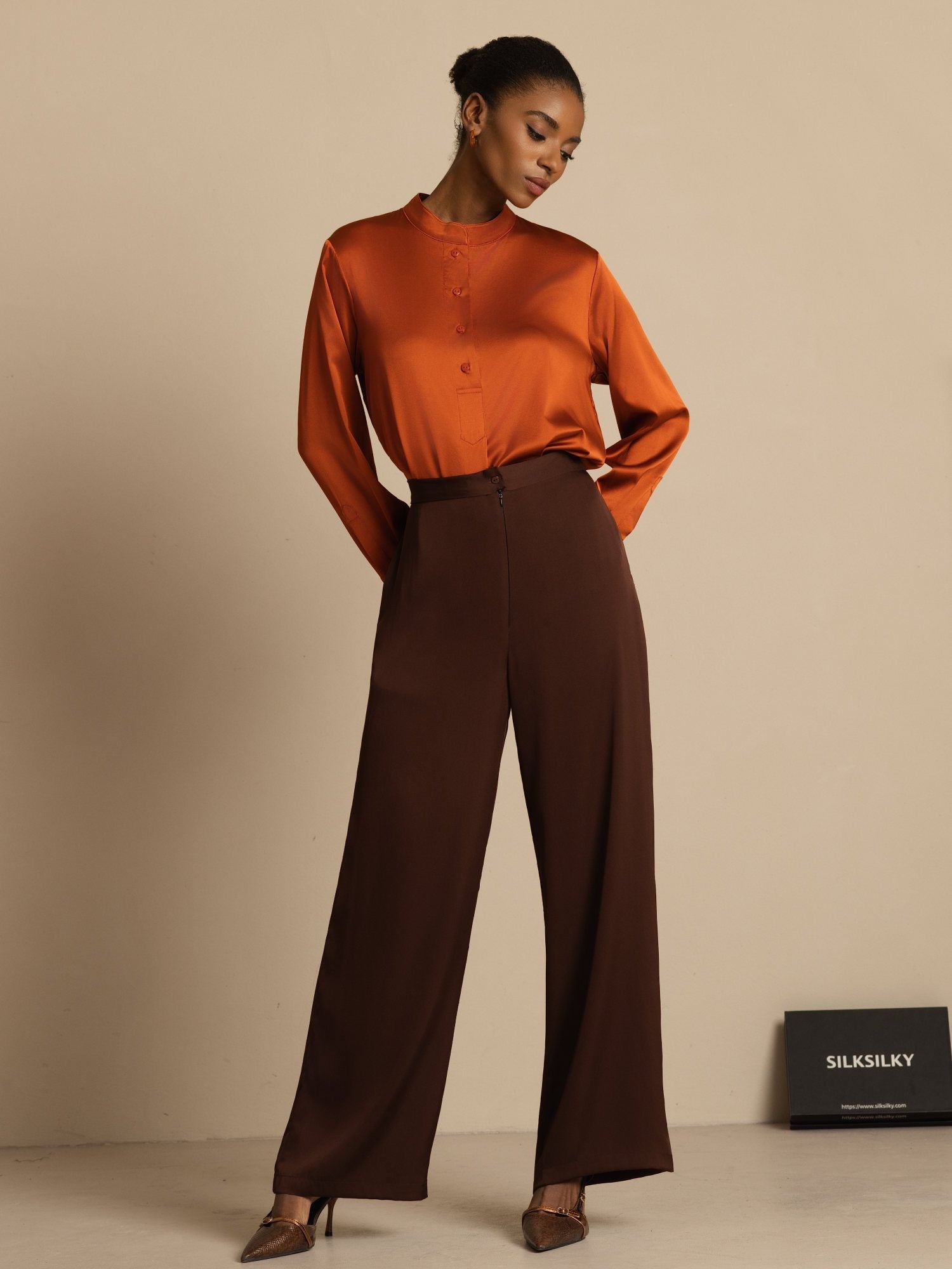 [MörkChoklad] SilkSilky-SE 19Momme Silke Womens Pants 007