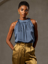 [Äkta Petrol] SilkSilky-SE Sleeveless Halter Dam T-Shirt 001