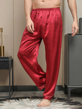 [Röd] SilkSilky-SE Rent Silke Mens Sleep Bottoms 001,